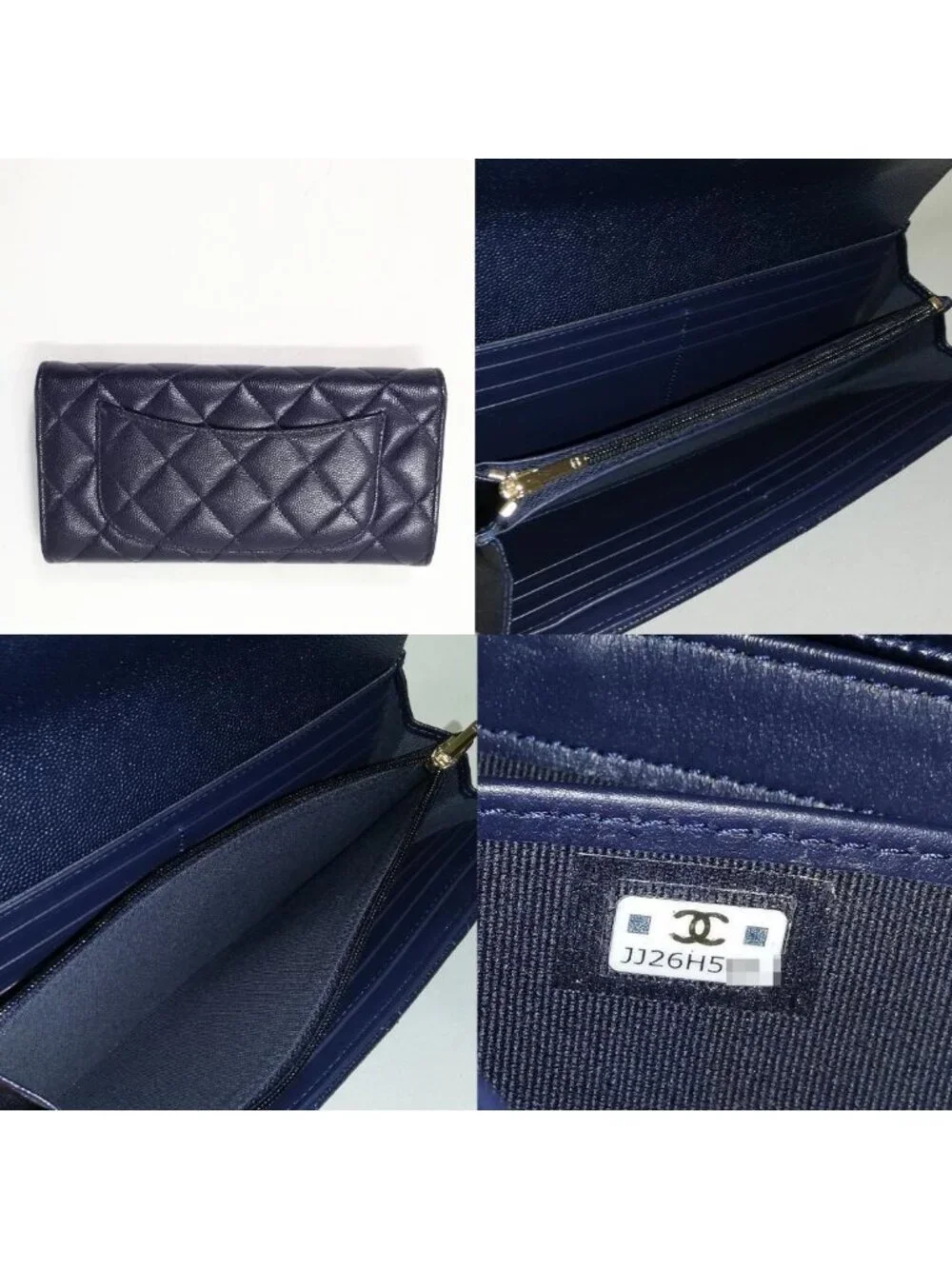 Chanel Caviar Leather Quilted Wallet Navy